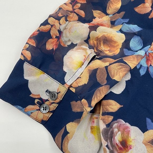 J. Crew NWOT 100% Silk Antique Floral Print Blue Short Sleeve Sheath Dress 4 - Picture 12 of 16